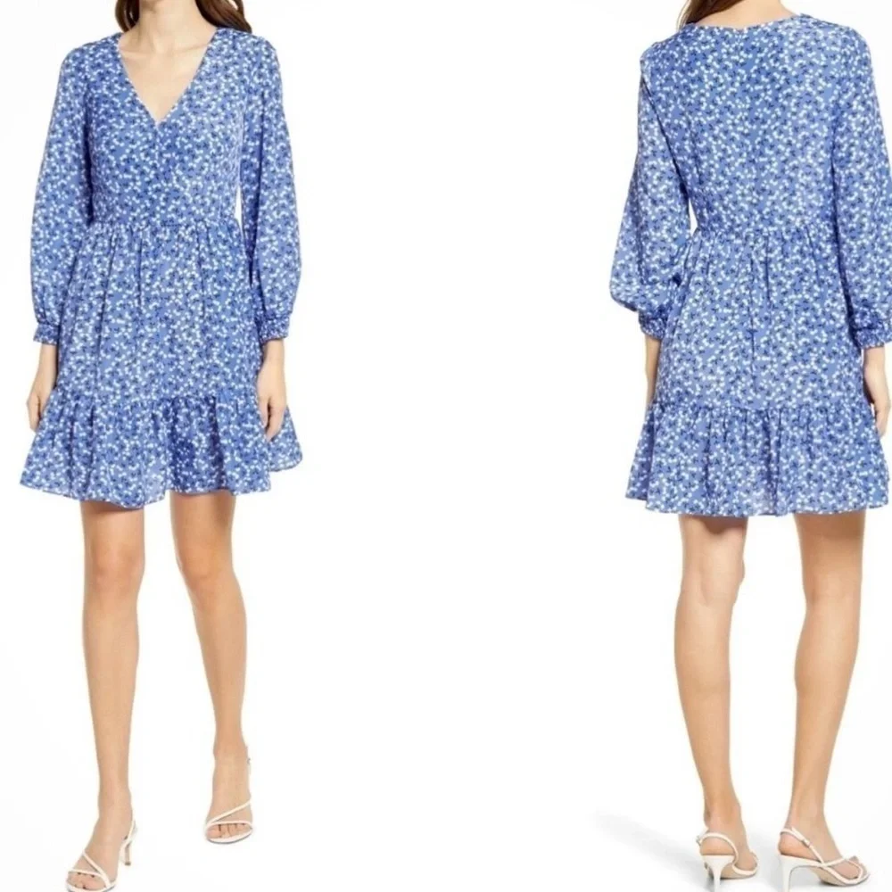 Eliza J Floral Long Sleeve Fit & Flare Cherries Dress, Size 4 - Picture 2 of 13